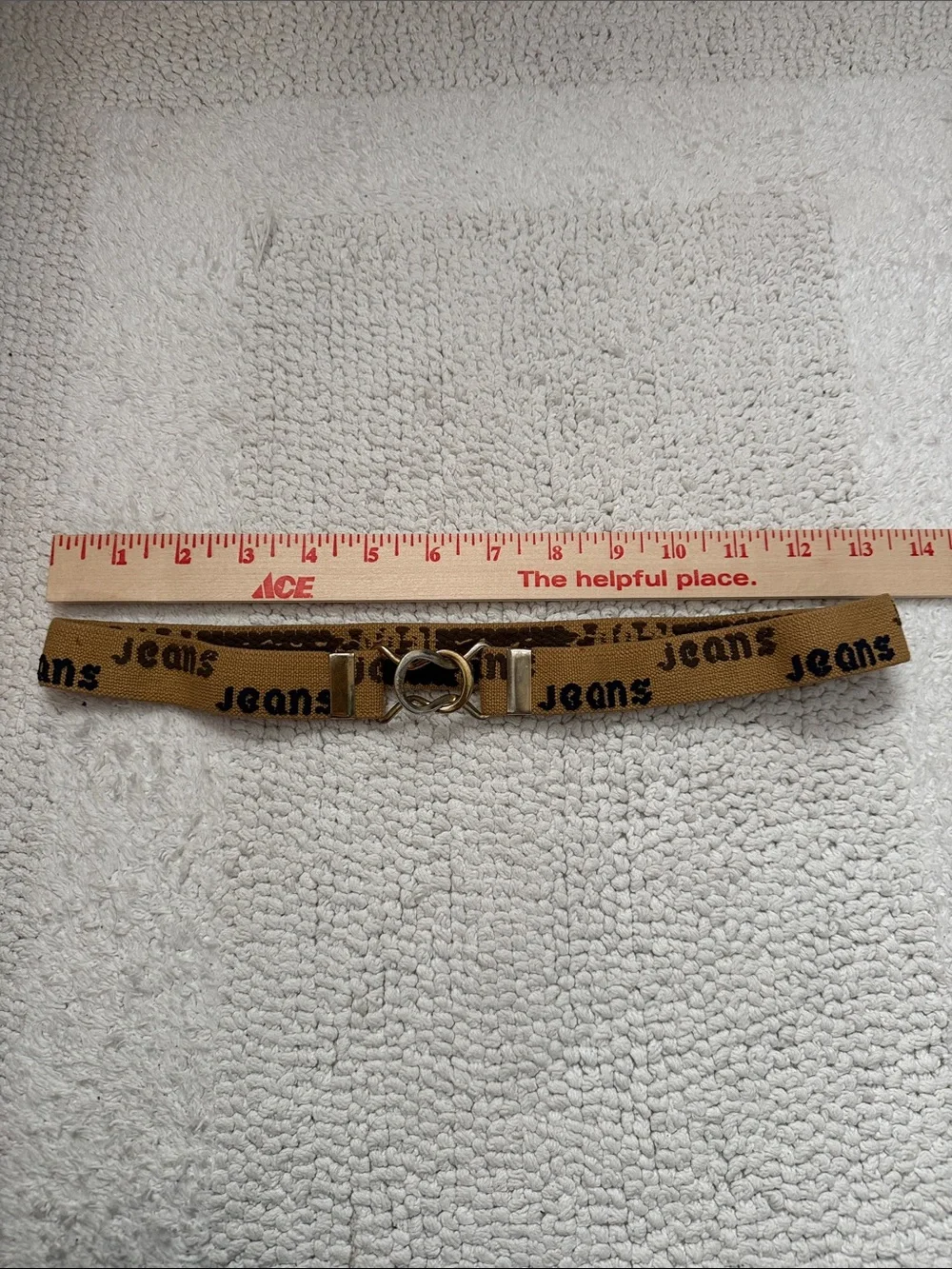 1970’s RARE VINTAGE Brown 'Jeans' Logo Stretch Belt Ring Buckle.